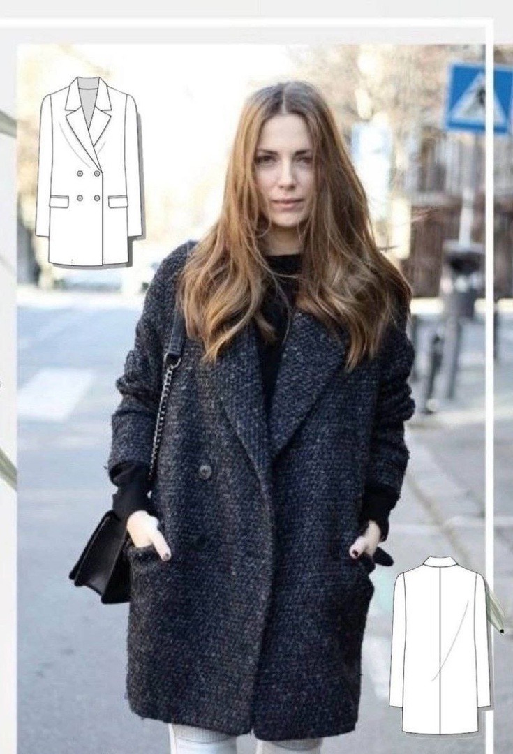 Выкройка женское пальто Размеры XS-XL
